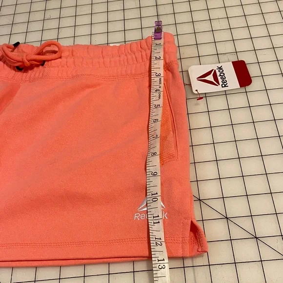 Reebok Vibrant Peach Athletic Shorts side pockets drawstring - Picture 9 of 12